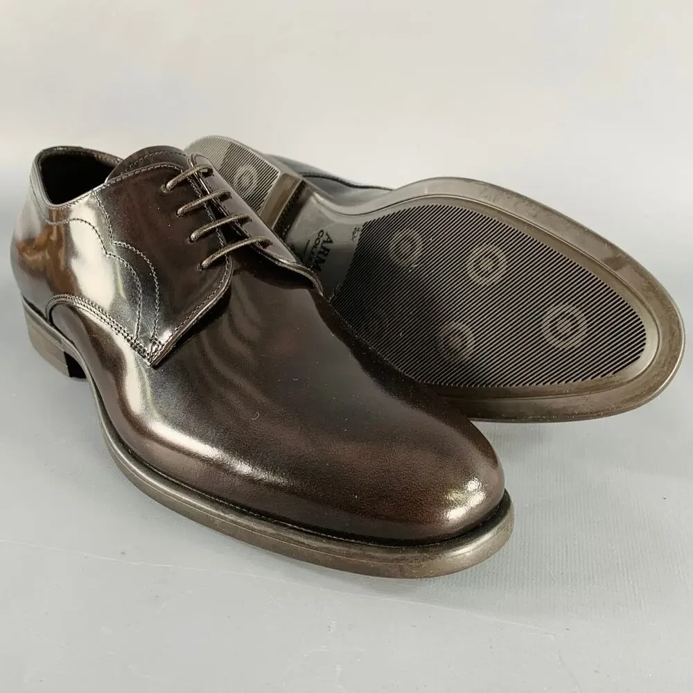 ARMANI COLLEZIONI Size 7.5 Brown Leather Derby Lace-Up Shoes